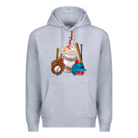 Heather Grey Baseball Frappe Coffee Premium Hoodie - FaDigitalArtStudio