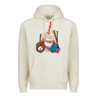 Oatmeal Heather Baseball Frappe Coffee Premium Hoodie - FaDigitalArtStudio