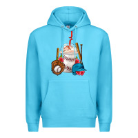 Ocean Blue Baseball Frappe Coffee Premium Hoodie - FaDigitalArtStudio