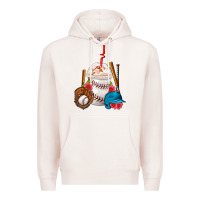 Pale Pink Baseball Frappe Coffee Premium Hoodie - FaDigitalArtStudio