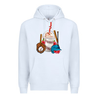 White Baseball Frappe Coffee Premium Hoodie - FaDigitalArtStudio