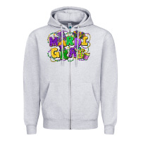 Heather Grey mardi gras Zipper Hoodie - FaDigitalArtStudio