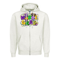 Oatmeal Heather mardi gras Zipper Hoodie - FaDigitalArtStudio
