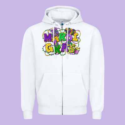 Mardi Gras Zipper Hoodie Designed By Fadigitalartstudio