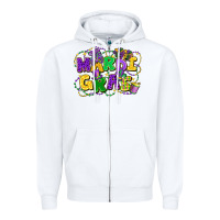 White mardi gras Zipper Hoodie - FaDigitalArtStudio