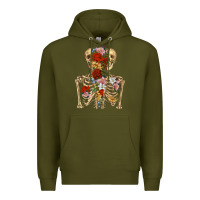 Army Green flower skeleton Premium Hoodie - RanaPortraitStore