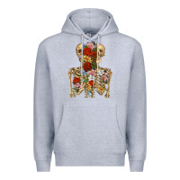 Heather Grey flower skeleton Premium Hoodie - RanaPortraitStore