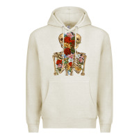 Oatmeal Heather flower skeleton Premium Hoodie - RanaPortraitStore