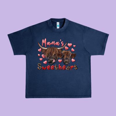 Mama's Sweetheart Highland Cow And Calf Urban Heavy Tee Designed By Ranaportraitstore