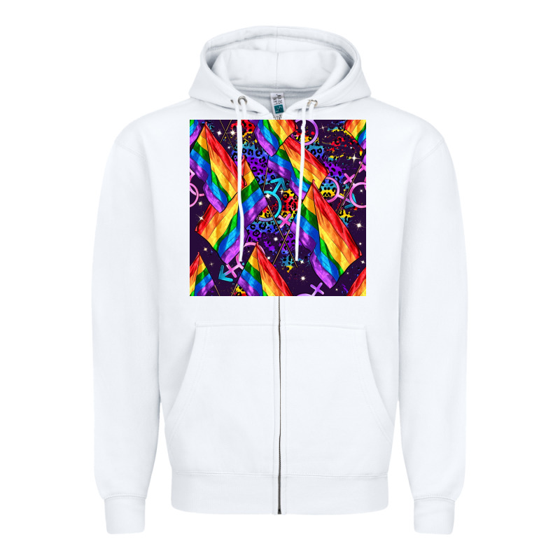 Lgbt Flag Seamless Pattern Zipper Hoodie by FaDigitalArtStudio | Teevron