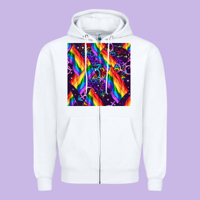 Lgbt Flag Seamless Pattern Zipper Hoodie Designed By Fadigitalartstudio