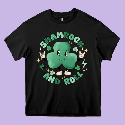 Shamrock And Roll Heavy Core Tee Designed By Maliassmallbusiness