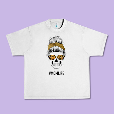 Yellow Glitter, Leopard Pattern Mom Skull Urban Heavy Tee Designed By Bettercallsaul