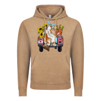Vintage Coffee Easter truck with bunny sunflowers and eggs Vintage Hoodie - RanaPortraitStore