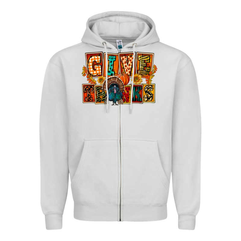 Give Thanks Thanksgiving Zipper Hoodie by FaDigitalArtStudio | Teevron