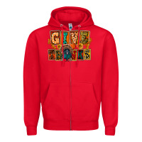 Red Give Thanks Thanksgiving Zipper Hoodie - FaDigitalArtStudio