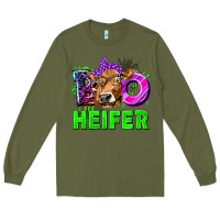 Army Green Boo Heifer Cow Long Sleeve Tee - texasbilliewilder