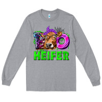 Heather Grey Boo Heifer Cow Long Sleeve Tee - texasbilliewilder