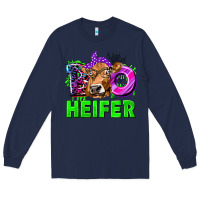 Navy Boo Heifer Cow Long Sleeve Tee - texasbilliewilder