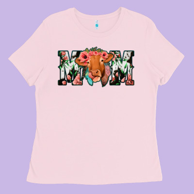 Cow Mom Ladies Tee Designed By Jasminsmagicworld