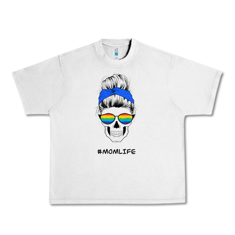Blue Glitter Rainbow Mom Skull Urban Heavy Tee by Bettercallsaul | Teevron
