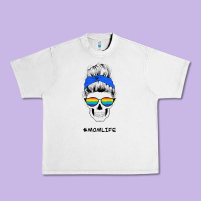 Blue Glitter Rainbow Mom Skull Urban Heavy Tee Designed By Bettercallsaul
