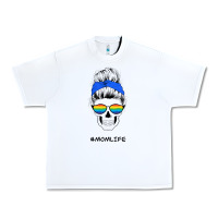 White Blue Glitter Rainbow Mom Skull Urban Heavy Tee - Bettercallsaul