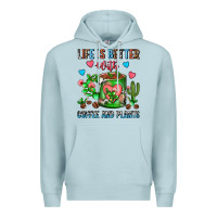 Blue Mist Life Is Better With Coffee And Plants Cactus Coffe Premium Hoodie - FaDigitalArtStudio