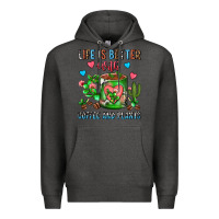 Charcoal Heather Life Is Better With Coffee And Plants Cactus Coffe Premium Hoodie - FaDigitalArtStudio