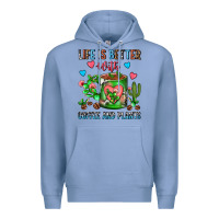 Colony Blue Life Is Better With Coffee And Plants Cactus Coffe Premium Hoodie - FaDigitalArtStudio