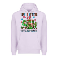 Lilac Life Is Better With Coffee And Plants Cactus Coffe Premium Hoodie - FaDigitalArtStudio