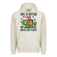 Oatmeal Heather Life Is Better With Coffee And Plants Cactus Coffe Premium Hoodie - FaDigitalArtStudio