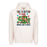 Pale Pink Life Is Better With Coffee And Plants Cactus Coffe Premium Hoodie - FaDigitalArtStudio