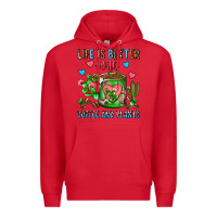 Red Life Is Better With Coffee And Plants Cactus Coffe Premium Hoodie - FaDigitalArtStudio