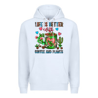 White Life Is Better With Coffee And Plants Cactus Coffe Premium Hoodie - FaDigitalArtStudio