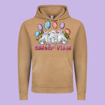 Easter Vibes With Bunny And Eggs Vintage Hoodie Designed By Ranaportraitstore