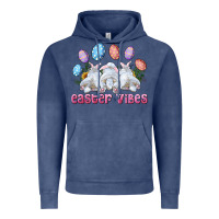 Vintage Denim Easter Vibes with Bunny and Eggs Vintage Hoodie - RanaPortraitStore