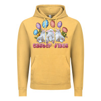 Vintage Mustard Easter Vibes with Bunny and Eggs Vintage Hoodie - RanaPortraitStore