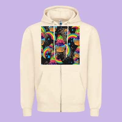 Pride Cupcake Seamless Pattern Zipper Hoodie Designed By Fadigitalartstudio