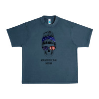 Midnight Navy American Stars, American Flag Patterned Mom Skull Urban Heavy Tee - Bettercallsaul