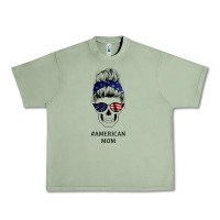 Oil Green American Stars, American Flag Patterned Mom Skull Urban Heavy Tee - Bettercallsaul