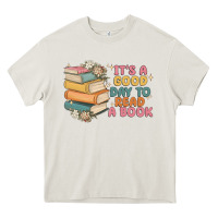 Cream it's a good day to read a book Heavy Core Tee - MaliasSmallBusiness