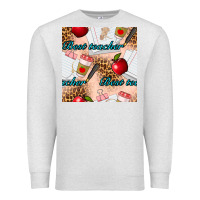 Oatmeal Heather Best Teacher Seamless Pattern Premium Sweatshirt - BundleAndBundleShop