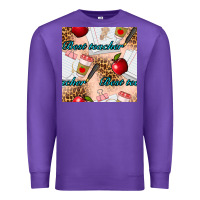 Purple Best Teacher Seamless Pattern Premium Sweatshirt - BundleAndBundleShop