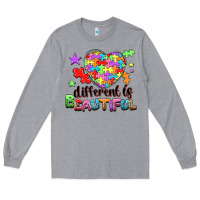 Heather Grey different is beautiful Long Sleeve Tee - NancyCooperArtShop