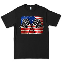 Black American Racing Flag Premium Tee - JahusDesignShop