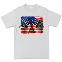 Dove Grey American Racing Flag Premium Tee - JahusDesignShop