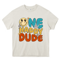 Cream one happy dude Heavy Core Tee - MaliasSmallBusiness