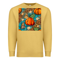 Antique Gold pumpkin and butterfly seamless pattern Premium Sweatshirt - BundleAndBundleShop