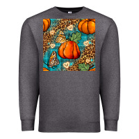 Charcoal Heather pumpkin and butterfly seamless pattern Premium Sweatshirt - BundleAndBundleShop
